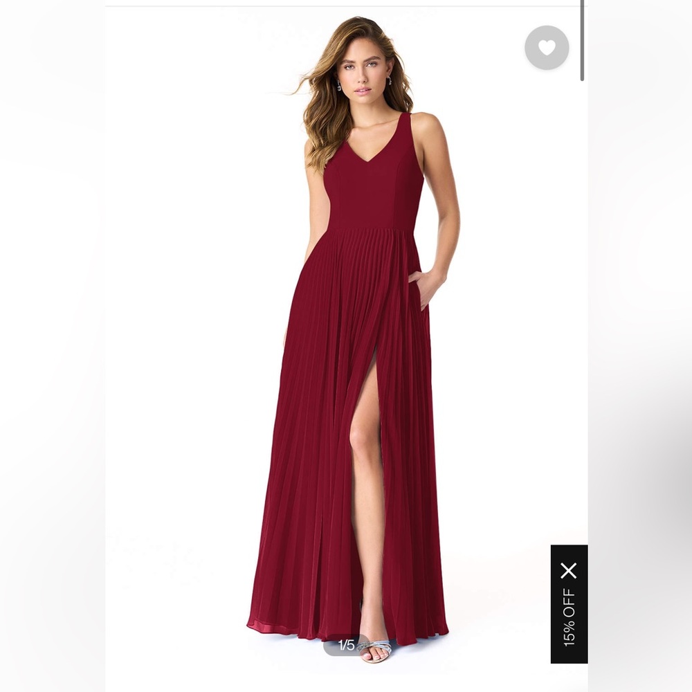 AZAZIE LINDSEY A-Line Pleated Chiffon Floor-Length Dress Burgundy